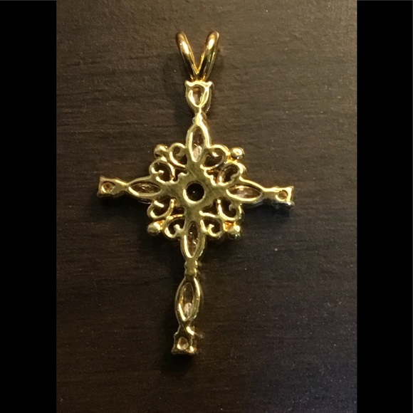 Stunning Sapphire & CZ Cross Pendant - Picture 2 of 2